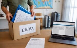 Was du in Deutschland erledigen musst, bevor du nach Djerba auswanderst Auswandern nach Djerba - Dokumentenbox für den Umzug, inklusive Unterlagen und Anmeldungen, bereit für den Neuanfang auf der tunisischen Insel. Perfekt für einen reibungslosen Umzug nach Djerba.