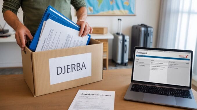 Auswandern nach Djerba - Dokumentenbox für den Umzug, inklusive Unterlagen und Anmeldungen, bereit für den Neuanfang auf der tunisischen Insel. Perfekt für einen reibungslosen Umzug nach Djerba.