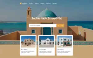 Auswandern nach Djerba schöne mediterrane Architektur am Meer.