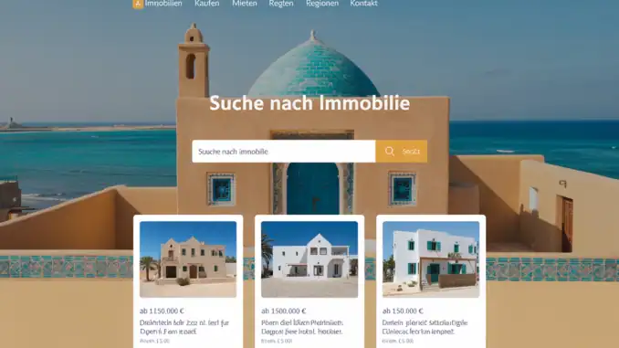 Auswandern nach Djerba schöne mediterrane Architektur am Meer.